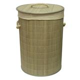 Cesto de Bambu com Tampa Redondo 35 x 50 cms Bege Claro - BTC
