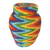 Cesto de corda com tampa colorido 18cm x 33cm - Btc decor