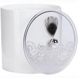 Cesto de Lixo Decorado Pavão Branco - Pontto lavabo