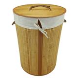 Cesto De Roupa Em Bambu Redondo 50x35x35cm - Casa vip decor