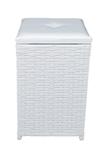 Cesto De Roupa Fibra Sintética Baú Puff 35x35x58 Branco - Artesanato com fibra