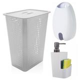 Cesto de Roupas Dispenser detergente Porta sacolas