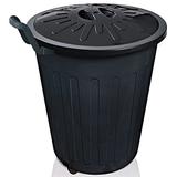 Cesto lixeira fechado container com tampa 100 litros com rodas coleta seletiva com alça preto - Arqplast