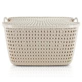 Cesto organizador Bege G com tampa Jacki Design Rattan