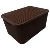 Cesto Organizador Caixa Plástica Rattan Nitron 068 Marrom
