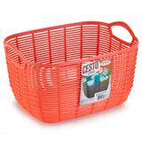 Cesto Organizador de Plástico Vime Médio Coral 33x42x30cm - Nitron