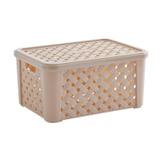 Cesto Organizador Rattan Com Tampa Empilhável 35x25x17cm - Not defined