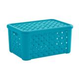 Cesto Organizador Rattan Com Tampa Empilhável 51x35x21cm - Not defined