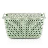 Cesto Organizador Rattan Com Tampa M - Verde - Jacki Design
