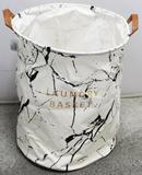 Cesto Para Roupas Sujas Organizador Flexível Laundry Basket Branco Preto - Coisaria