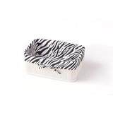 Cesto retangular em bambu e tecido Bencafil Zebra branco 30cm