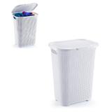 Cesto telado retangular para roupas com tampa e alça 30 litros 38x29,5x50cm - Monte libano