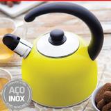 Chaleira Apito Inox Tramontina Amarela Esmaltada 2,1 Litros