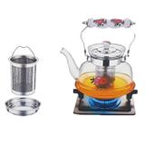 Chaleira com infusor de chá 1litro vidro inox bule chá detox - Asia