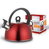 Chaleira em Inox com apito Vermelha 2 Litros CLASS HOME