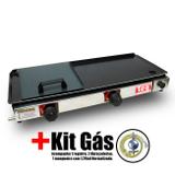Chapa Gás Lanche Hamburguer 2 Bocas 30x70 Com Abafador Prensa E-2.6 LCG + Kit Gás