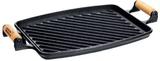 Chapa Grill De Ferro C/ Alça Madeira 33x25cm Panela Mineira