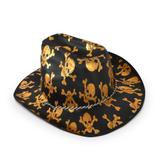 Chapéu Cowboy Caveira Dourado Halloween - Festabox