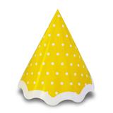 Chapéu de Aniversário Poá Amarelo e Branco 10 unidades Kid Art