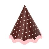 Chapéu de Aniversário Poá Marrom e Rosa 10 unidades Kid Art