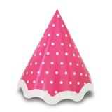 Chapéu de Aniversário Poá Rosa e Branco 10 unidades Kid Art