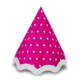 Chapéu de Aniversário Poá Rosa Pink e Branco 10 unidades Kid Art