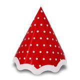 Chapéu de Aniversário Poá Vermelho e Branco 10 unidades Kid Art