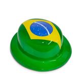 Chapéu Plástico Coquinho Bandeira Única Verde e Amarelo Brasil - Festabox