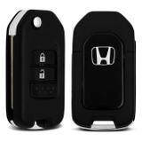 Chave Canivete Honda HRV CRV Fit City 2013 2014 2015 2016 2017 2018 2019 Com Lâmina 2 Botões Preta - Ha imports