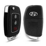Chave Canivete Hyundai HB20 12 a 18 Carcaça Com 3 Botões Preto para Alarme Automotivo - D.s.