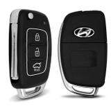 Chave Canivete Hyundai HB20 I30 IX35 Azera Tucson Elantra Santa Fé 3 Botões Com Lâmina Preto - Ha imports