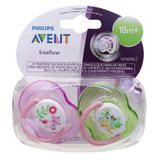 Chupeta Avent Freeflow Decorada Dupla Rosa e Verde 18+