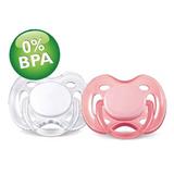Chupeta Bico Silicone Rosa com Branco 2 Unidades Avent
