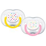 Chupeta Contemporânea FreeFlow - 6 a 18 Meses - Double Pack - Rosa e Amarelo - Philips Avent