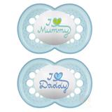 Chupeta De Silicone Mommy Daddy Azul 6m Mam 2933 - Mam baby