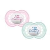 Chupeta de Silicone - Mommy Daddy - Azul e Rosa - 6M - MAM