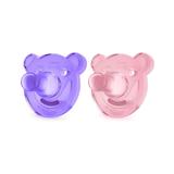 Chupeta de Silicone Ursinho Roxo/Rosa 2 Peças - BPA Free - 0 a 3 Meses - Philips Avent