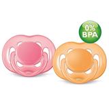 Chupeta FreeFlow BPA Free - 6 a 18 Meses - Double Pack - Rosa e Laranja - Philips Avent