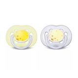 Chupeta Freeflow Noturna Dupla Amarela e Transparente Avent - Avent philips