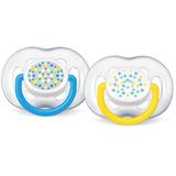 Chupeta Philips Avent Freeflow Contemporânea 6-18m Scf180/24 Azul/Amarelo 2 Unidades