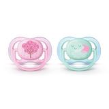 Chupeta ULTRA AIR Dupla Lisa 0-06 Meses Decorada Menina Philips AVENT SCF343/20