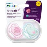 Chupetas Ultra Air 0-6m Decorada Rosa E Verde Avent Scf343/20 - Philips avent