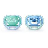 Chupetas Ultra Air 6-18m Decorada Azul E Verde Avent Scf342/22 - Philips avent