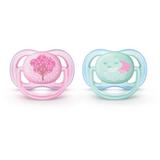 Chupetas Ultra Air Dupla 0 a 6 meses Philips Avent SCF343/20 - Rosa e Verde - Philips avent