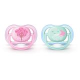 Chupetas Ultra Air Dupla- Decorada Rosa e Verde - 0 a 6 Meses - Philips Avent