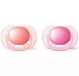 Chupetas Ultra Soft 6-18m Lisa Laranja e Rosa Avent Scf213/22 - Philips avent