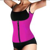 Cinta Modeladora Com Ziper E Alcas - Afina Cintura P Rosa - Adjustable shoulder