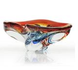Cinzeiro de Cristal Murano Aquamarine com Vermelho - São Marcos