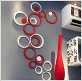 Círculos Decoração de Ambientes MDF 3d Duas Cores 20 Peças Vermelho e Branco - Decoramix