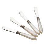 CJ 4 ESPÁTULAS DE AÇO INOX CABO DE PLÁSTICO MOTHER PEARL 16c - Lyor